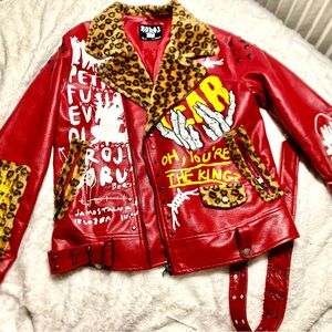R3bel Pablo Escobar red leather jacket